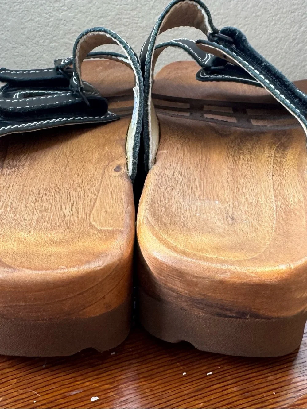 Woody Austrian Handmade Men’s Roman Clog Sandals Black Leather EU 43 / US 10